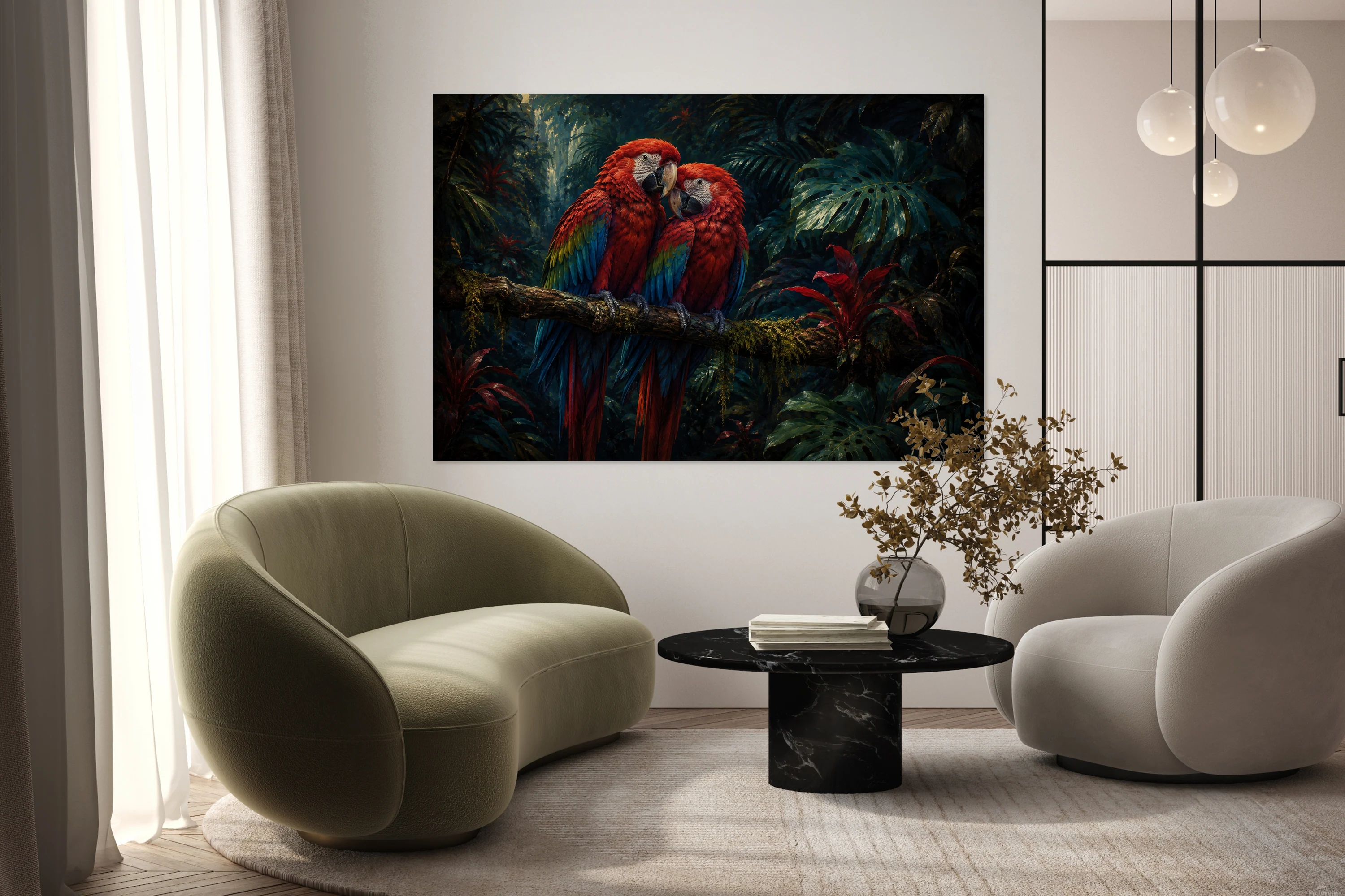 Two Macaws Jungle Digital Painting