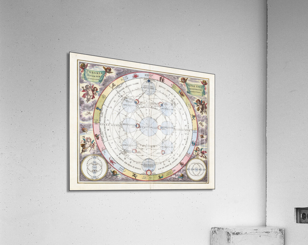 17th Century Cellarius Celestial Chart of Ptolemy’s Model of the Lunar ...