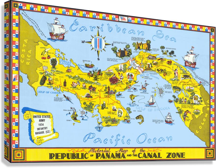 Pictorial Map of the Republic of Panama – Illustrated Mid-Century