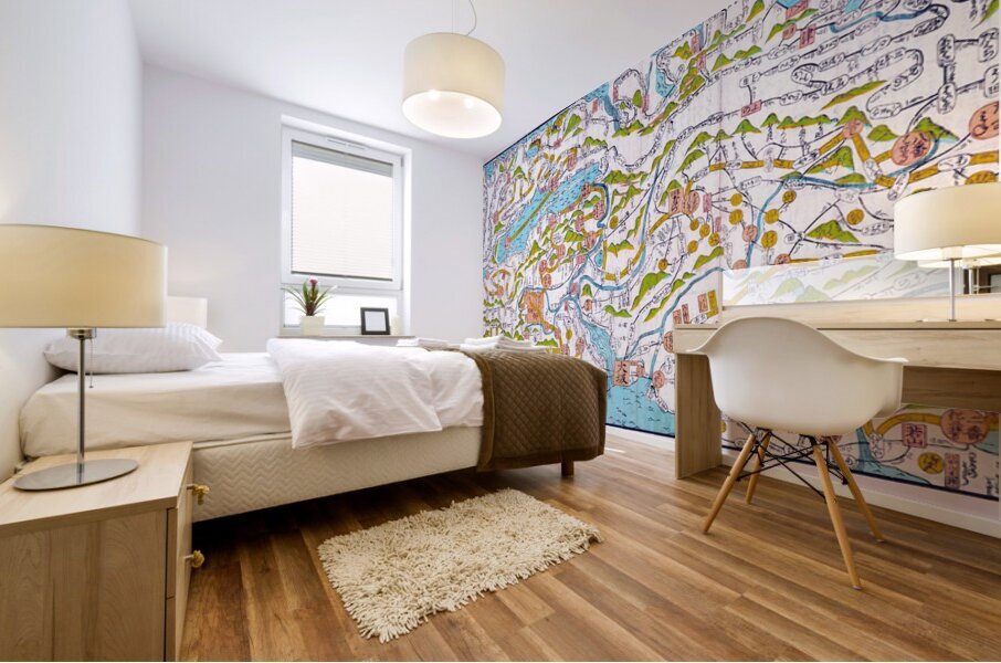 Pictorial Map of the Route of the Saigoku Kannon Buddhist Temple Pilgrimage – Detailed Illustrated Map Depicting Temples Sacred Sites Roads and Pilgrimage Pathways Across Japan Reflecting Religious and Cultural Geography Mural print