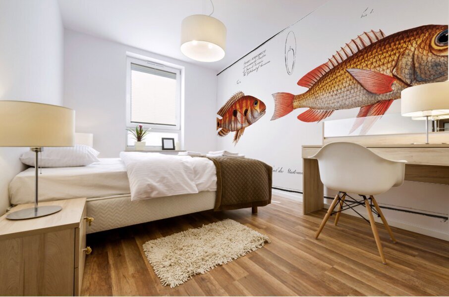 Japanese Threadfin Bream and Redstriped Eartheater Mural print