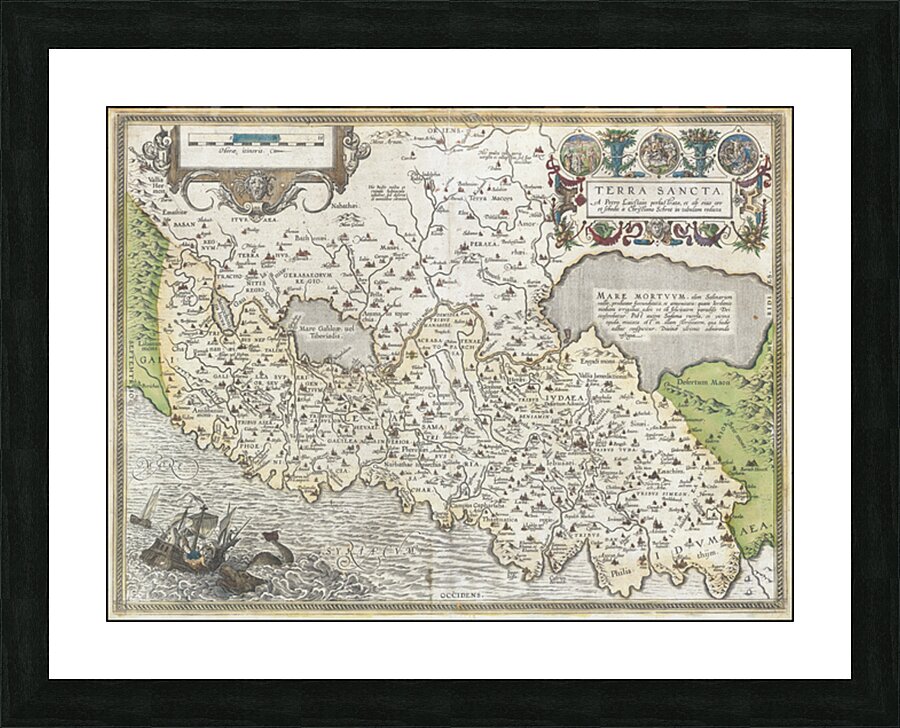 1584 Map of the Holy Land by Abraham Ortelius – Renaissance Map Depicting Biblical Sites Cities Rivers and Geography of Ancient Canaan and Judaea Reflecting European Scholarship of Sacred Geography in the 16th Century Picture Frame print