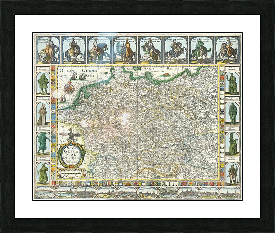 1632 Jan Jansson Map of the Holy Roman Empire – Early 17th-Century Map Depicting the Territories Principalities and Free Cities of Central Europe Reflecting Dutch Cartographic Excellence and Political Geography Picture Frame print
