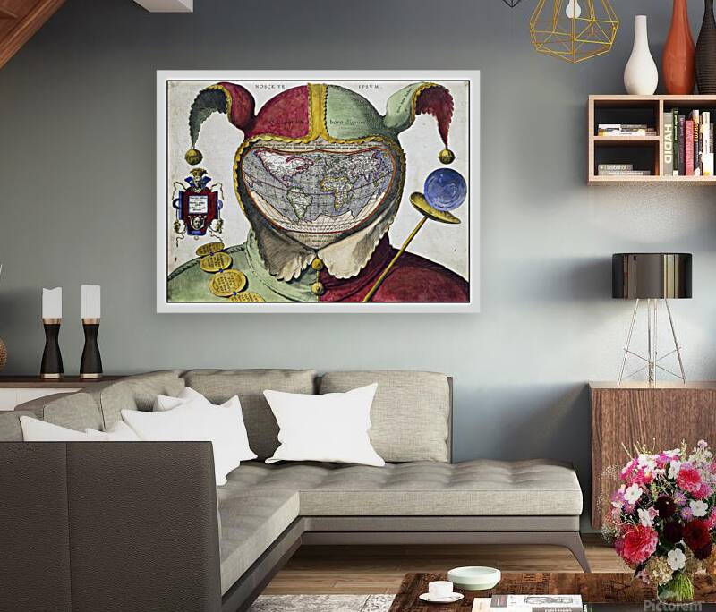 16th Century Fool’s Cap Map of the World – Renaissance Allegorical World Map Depicting the Globe as a Jester’s Head Symbolizing the Vanity of Human Knowledge and the Philosophical Spirit of the Age of Discovery Reproduction