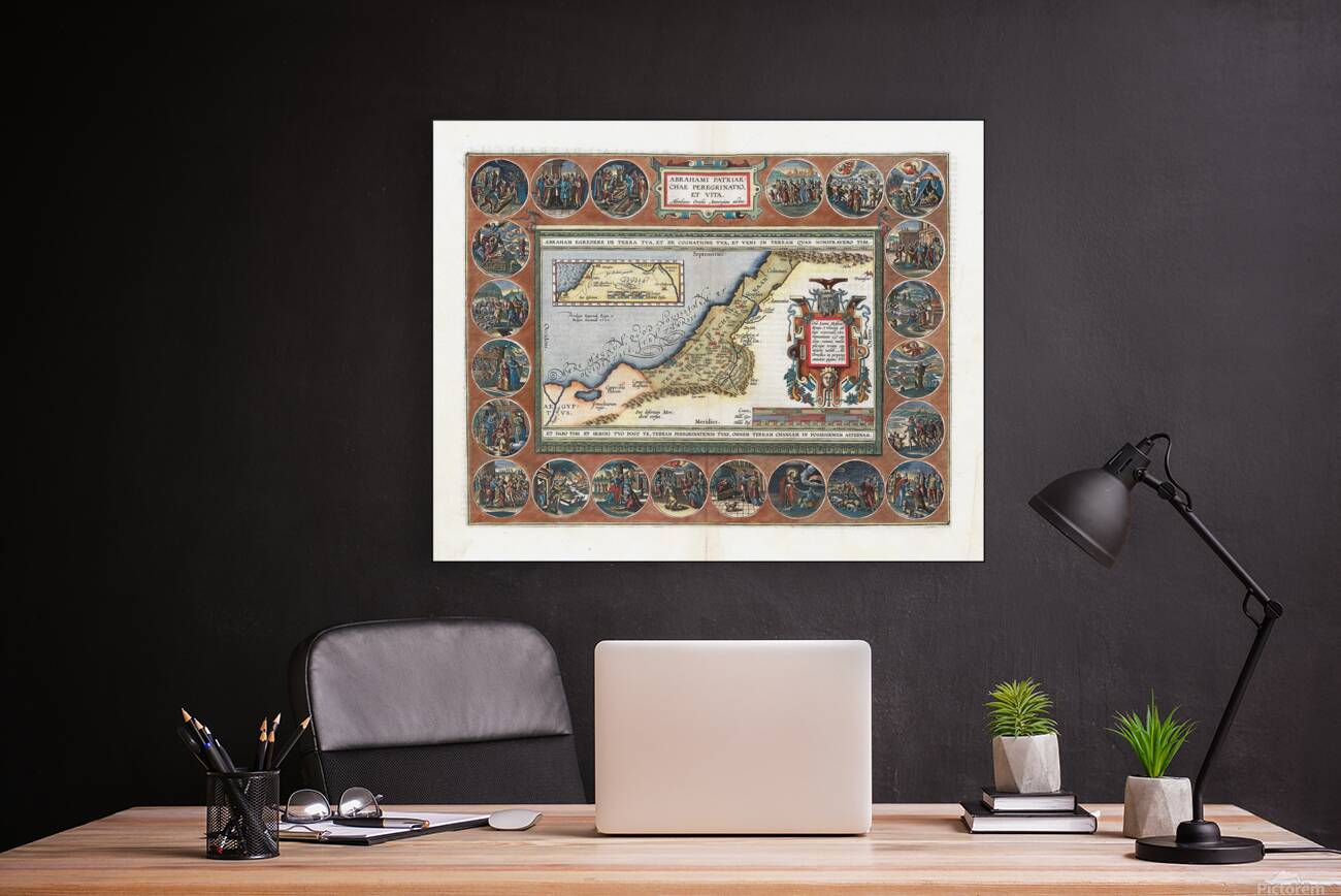 1608 Map of the Holy Land Depicting the Life of Abraham by Abraham Ortelius – Biblical Map Illustrating Sacred Geography Ancient Cities and Biblical Routes Across Canaan Judaea and the Near East in Ortelius’ Theological Atlas Reproduction