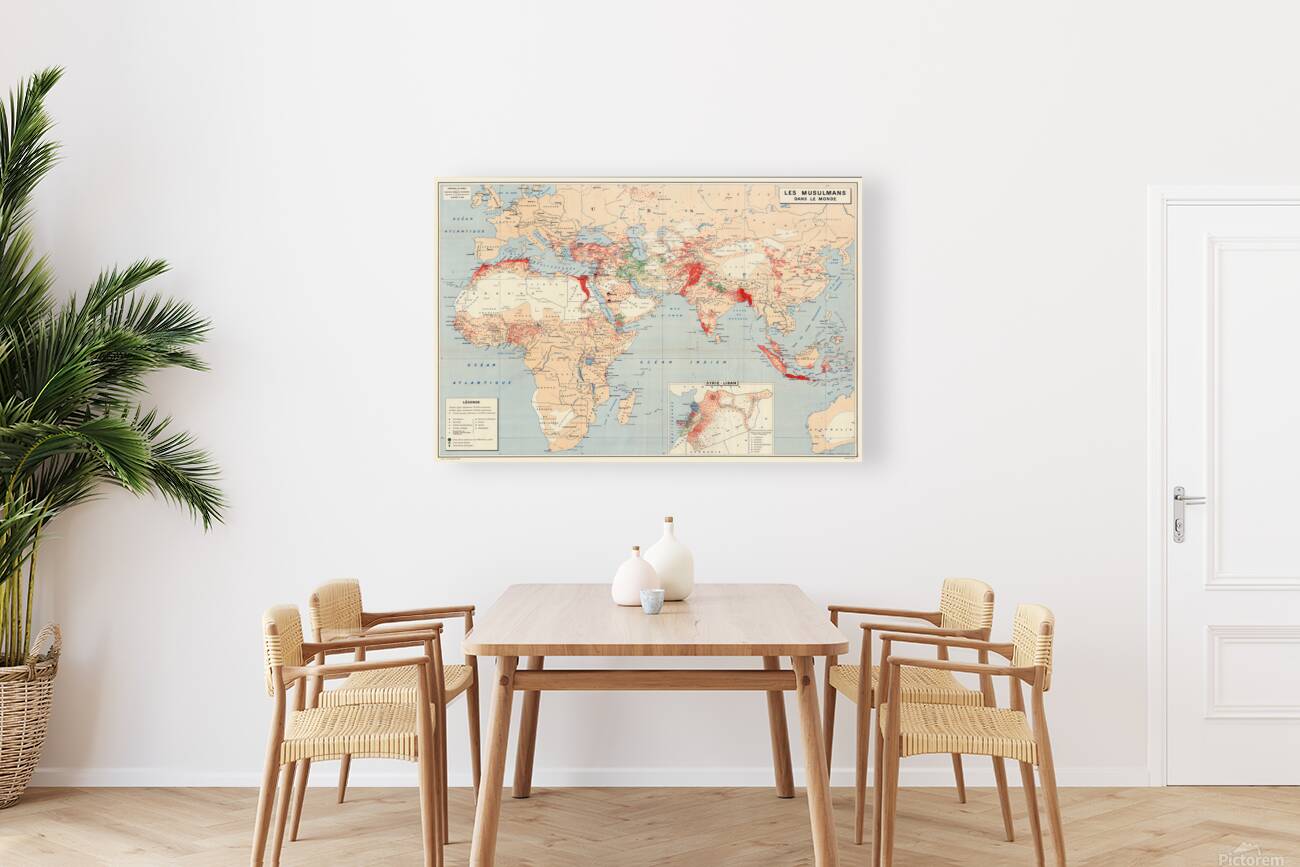 Statistical Map of Muslim Population in Asia and Africa – Geographic and Demographic Map Depicting Regional Distribution Cultural Centers and Population Density Reflecting Religious and Ethnographic Studies of the Islamic World Reproduction