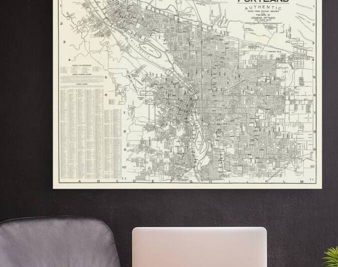 1925 Map of Portland Oregon – Interwar-Era City Map Documenting Urban Growth Street Layout and Transportation Infrastructure Amidst Rapid Regional Development in the Pacific Northwest by History In Your Home