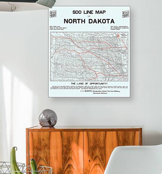 1915 Map of North Dakota Showing Counties Railroads and Settlements During the Agricultural Development of the Northern Plains by History In Your Home