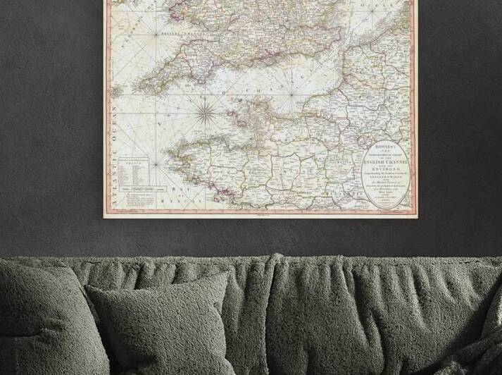 1795 Map of France England the Channel Islands and the Low Countries – Detailed Maritime Chart Centered on the English Channel by History In Your Home