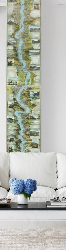 1935 Pictorial Map of the Rhine River Depicting Historical Castles Vineyards and Cultural Landmarks Along Germany’s Most Storied River During the Interwar Period by History In Your Home