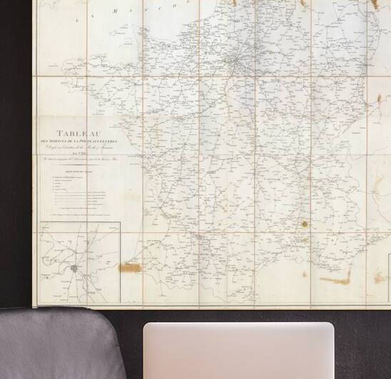 1799 Postal Map of France Showing National Routes Departmental Divisions and Key Cities During the Directory Period Following the French Revolution by History In Your Home