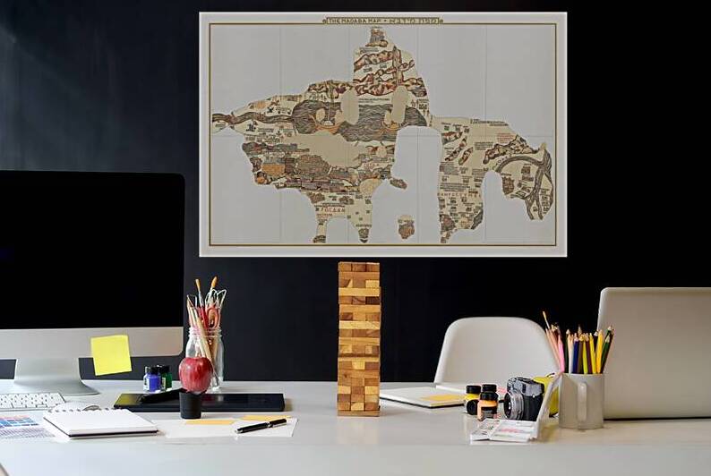 Palmer & Guthe Reconstruction of the Madaba Mosaic Map – Sixth-Century Byzantine Floor Map of the Holy Land Showing Jerusalem Biblical Sites Jordan Palestine Egypt & the Eastern Mediterranean by History In Your Home