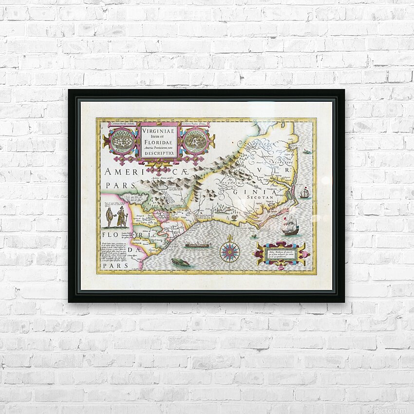 1606 Hondius Map of Virginia and the Carolinas – Early Colonial Map ...