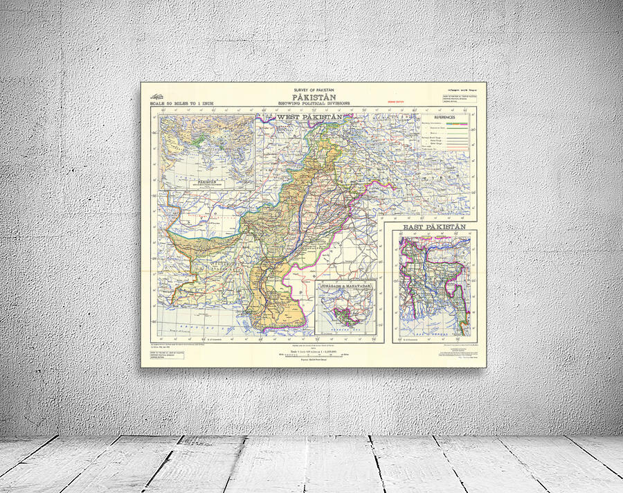 1953 Map of Pakistan – Mid-20th Century Post-Independence Map Showing ...