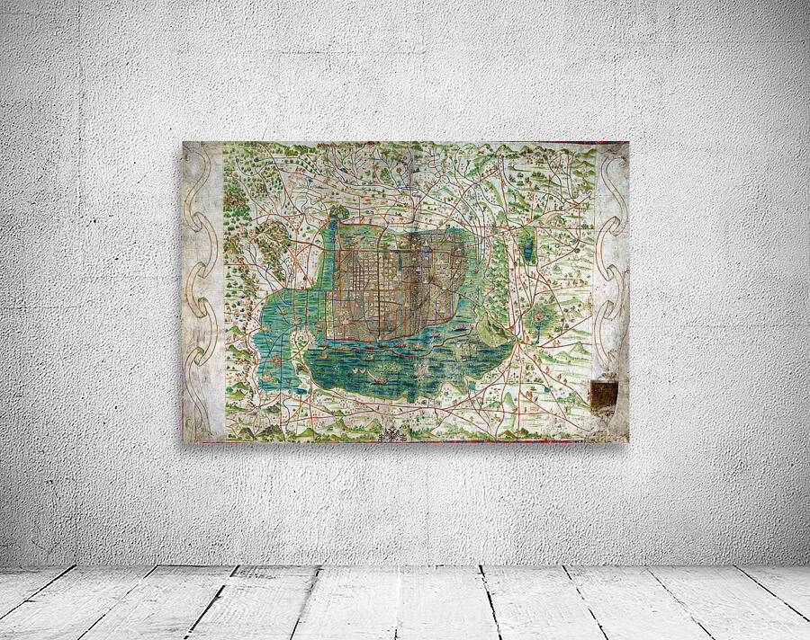 Causeway Aztec Map 1521 Map of Tenochtitlan – Vintage Conquest-Era Map Depicting the Aztec ...