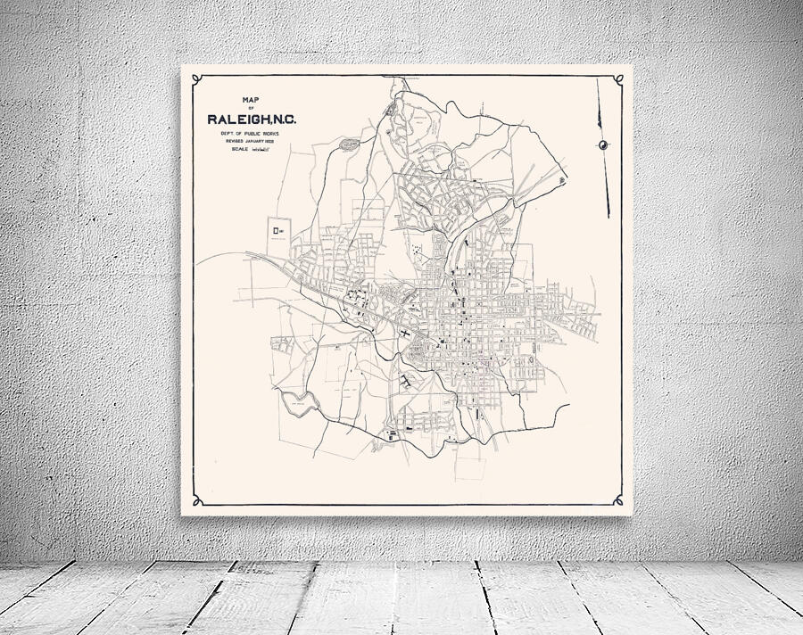 Ecity Layout 1928 Map of Raleigh North Carolina – City Limits Neighborhoods Roads ...