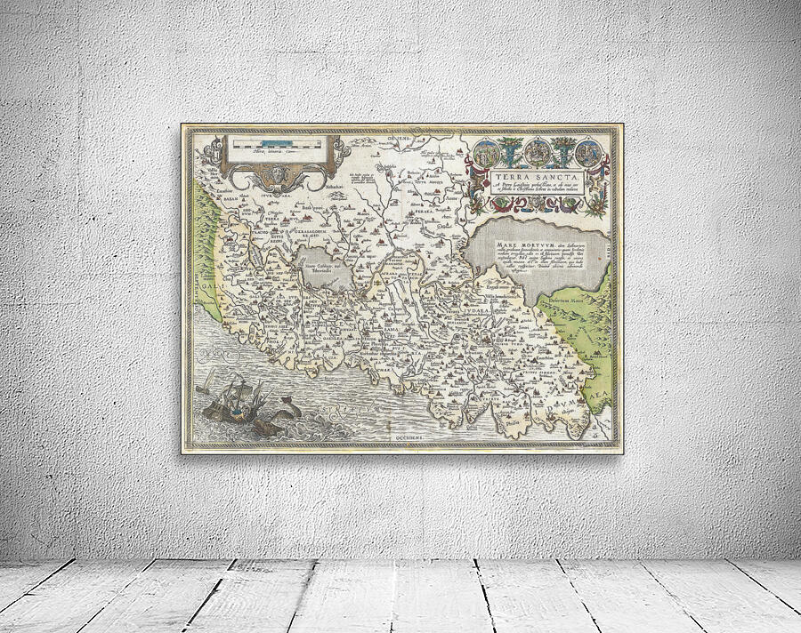 1584 Map of the Holy Land by Abraham Ortelius – Renaissance Map Depicting Biblical Sites Cities Rivers and Geography of Ancient Canaan and Judaea Reflecting European Scholarship of Sacred Geography in the 16th Century Wall Preview