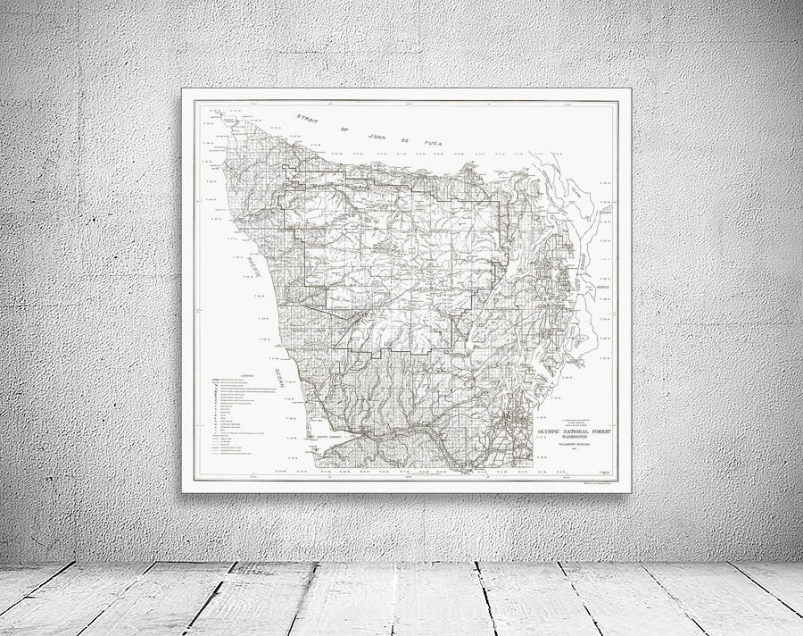 1915 Forestry Map of the Olympic National Forest – Early 20th-Century Map Depicting Trails Rivers Campsites and Logging Areas Reflecting U.S. Forest Service Management Conservation and the Natural Geography of Washington State Wall Preview