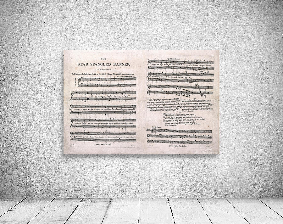 1814 Earliest Published Sheet Music for The Star-Spangled Banner by Francis Scott Key – Original Patriotic Publication Reflecting the War of 1812 Early American Music History and the Origins of the National Anthem Wall Preview