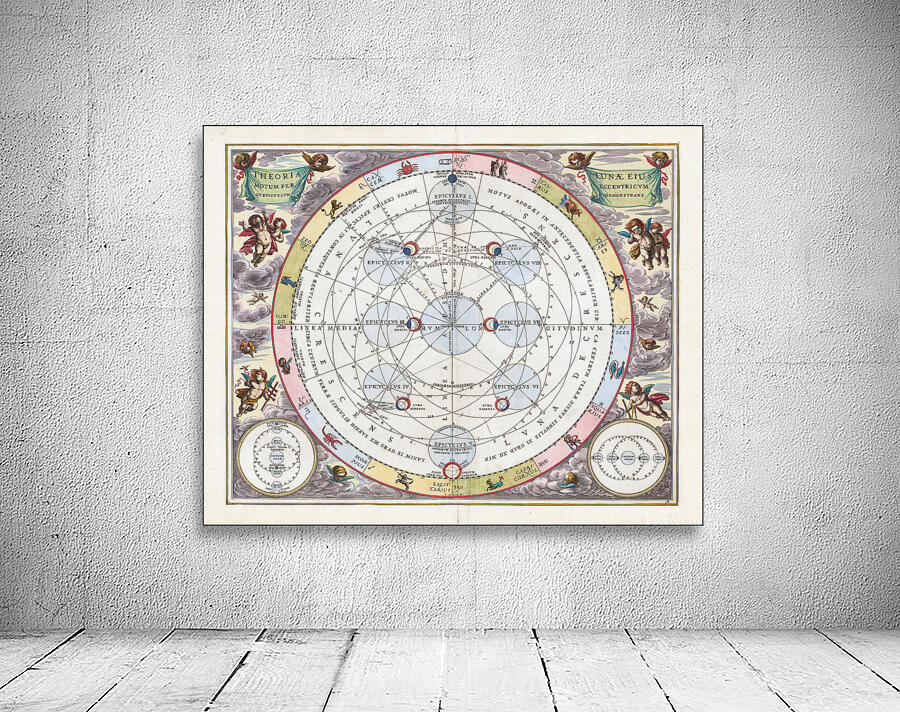 17th Century Cellarius Celestial Chart of Ptolemy’s Model of the Lunar ...