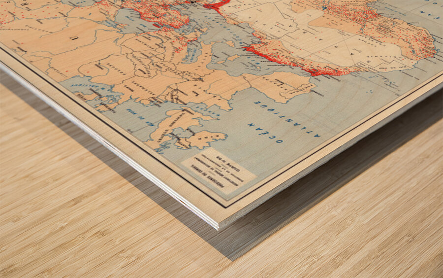 Statistical Map of Muslim Population in Asia and Africa – Geographic and Demographic Map Depicting Regional Distribution Cultural Centers and Population Density Reflecting Religious and Ethnographic Studies of the Islamic World Wood print