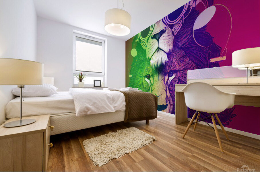 Hipster Lion Mural print