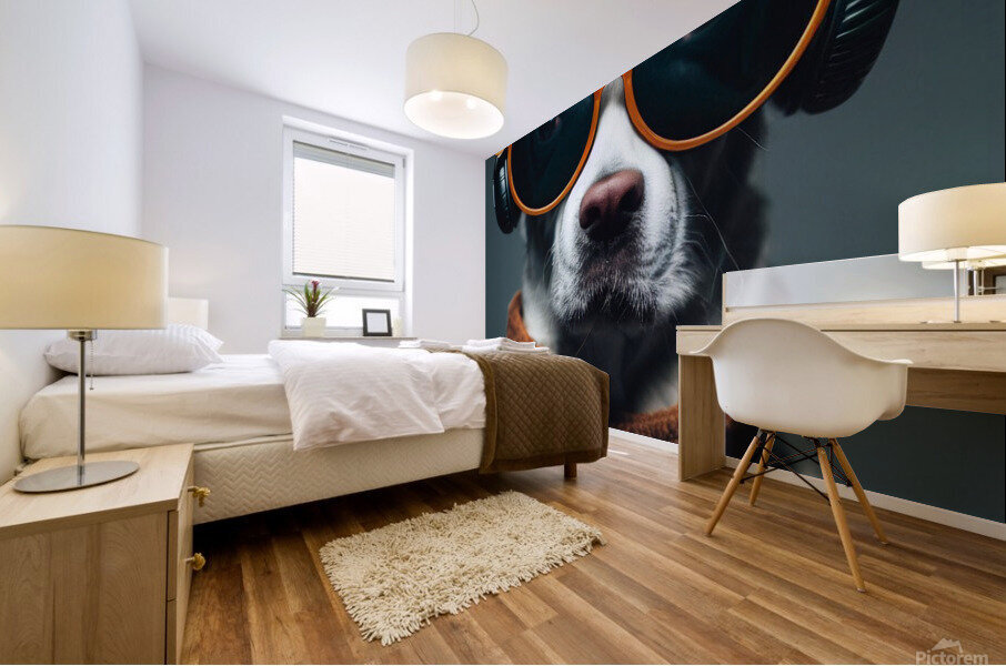 Hipster cute dog Mural print