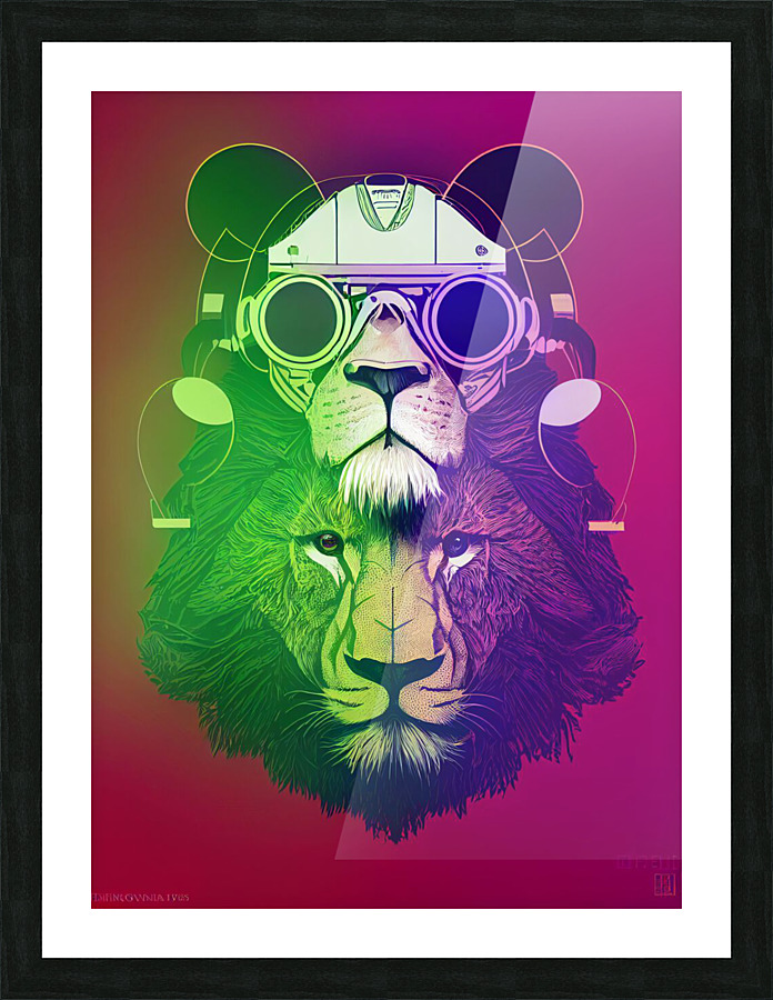 Hipster Lion Picture Frame print