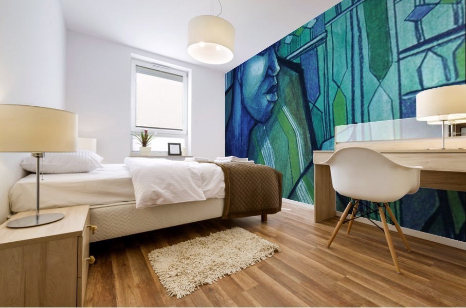 forgé de bleu Mural print
