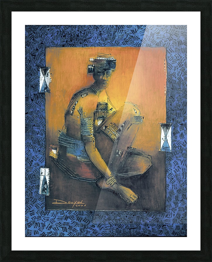 homme accroupi Picture Frame print
