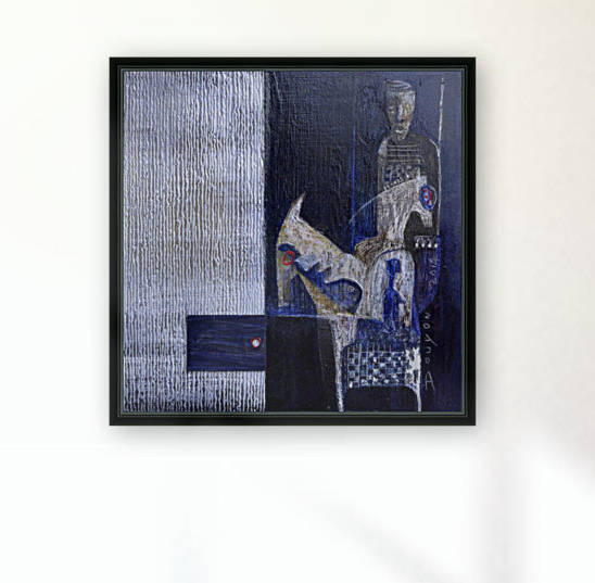 Blue Horserider 1 by Marie-Denise Douyon
