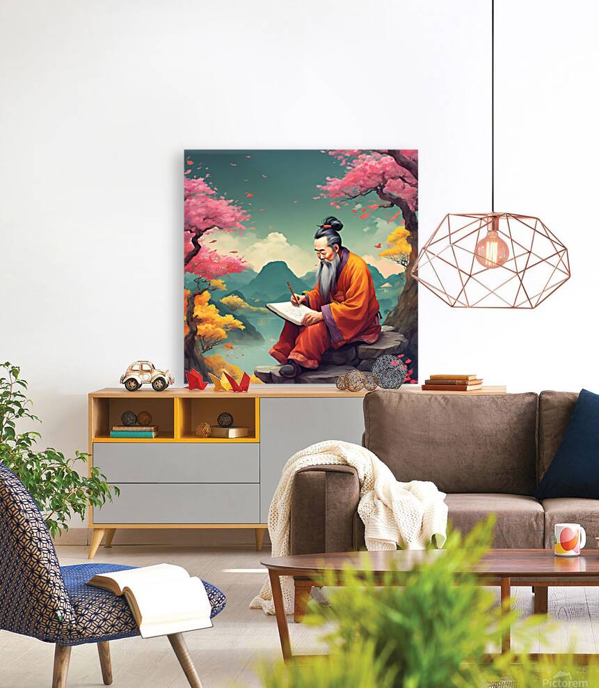 0 A Chinese philosopher sits and writes his color Reproduction