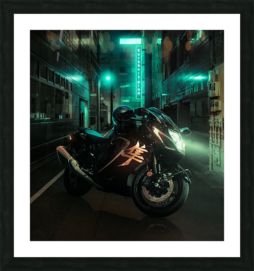 hayabuza Neon night ride Picture Frame print