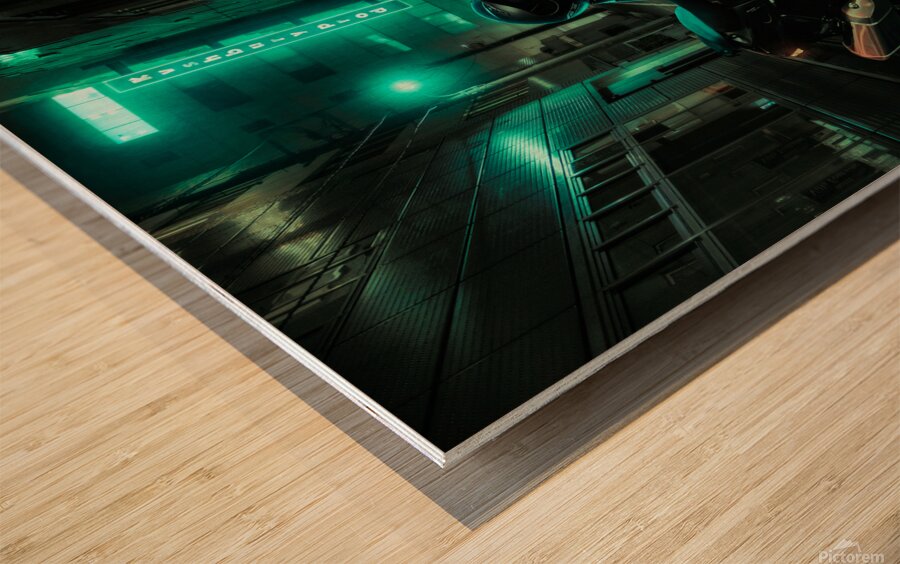 hayabuza Neon night ride Wood print