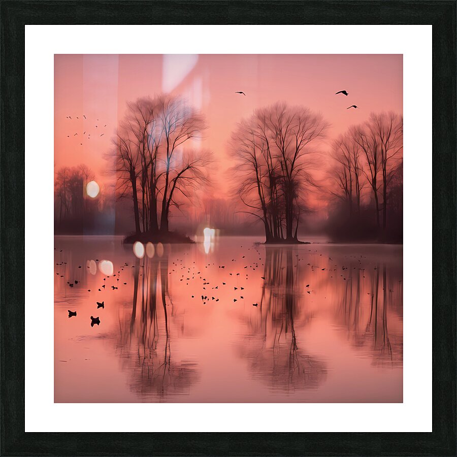 A serene ethereal landscape at dawn where Picture Frame print