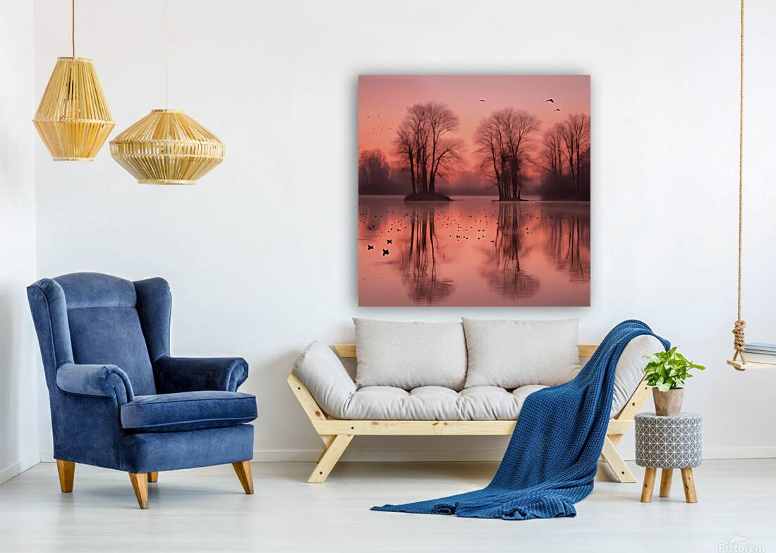 A serene ethereal landscape at dawn where Reproduction