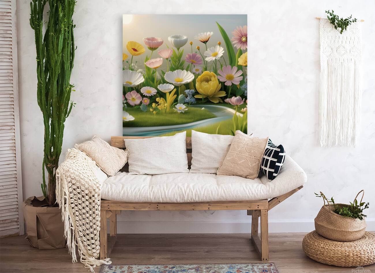 a serene and peaceful 3d landscape filled with va Reproduction