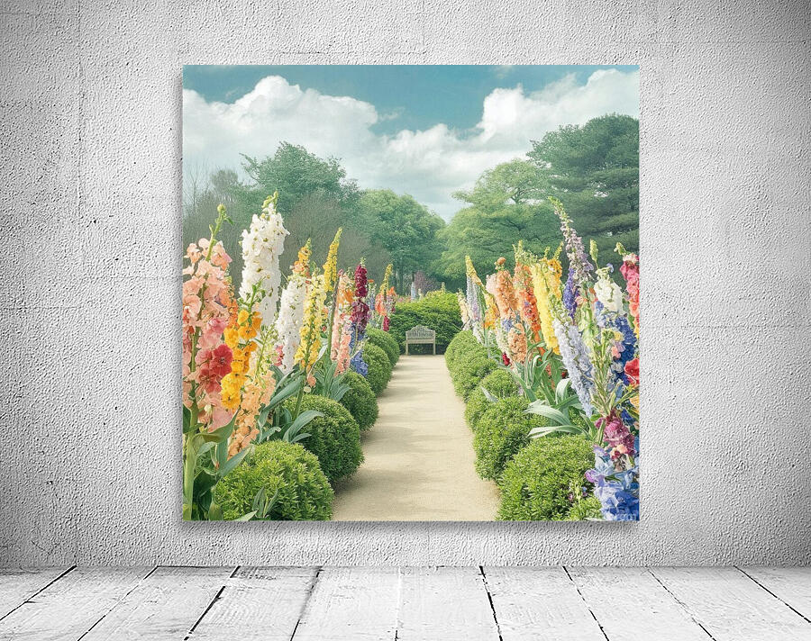 a soothing photograph of a tranquil garden filled Wall Preview