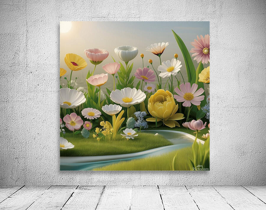 a serene and peaceful 3d landscape filled with va Wall Preview