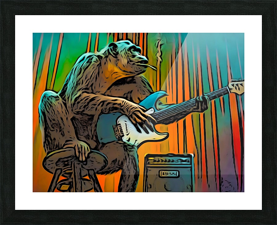 Guitar Monkey Picture Frame print