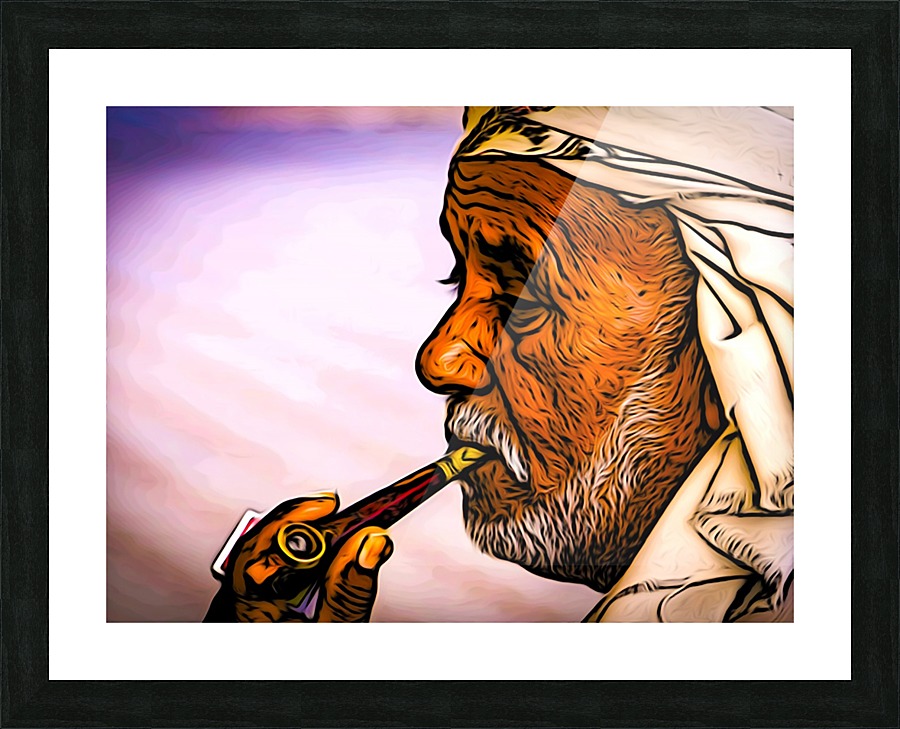 Smoking Elder Picture Frame print