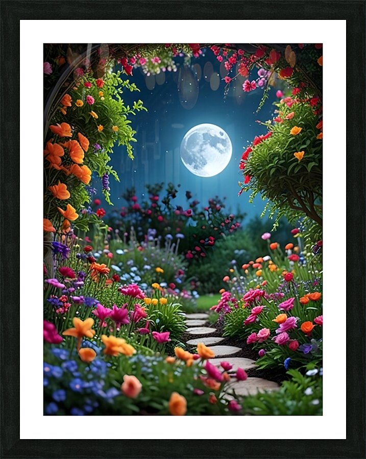Moonlit Garden Path Picture Frame print