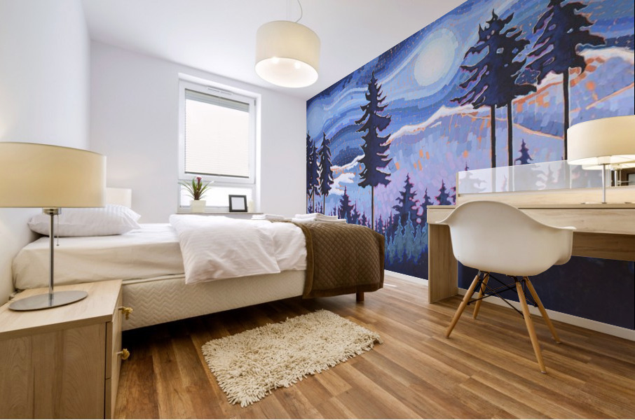 Moonlit Pines Mural print