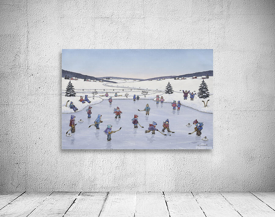 Pond Skating and Hockey Players  Wall Preview