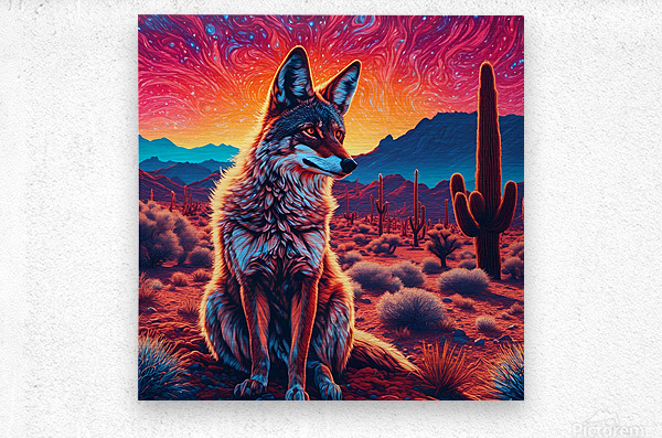 Psychedelic Hyperdetailed Coyote by LordPapp Wall Art
