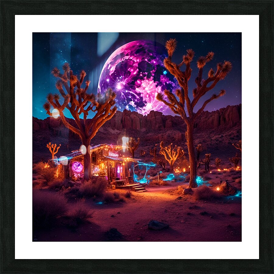 Neon Oasis Picture Frame print