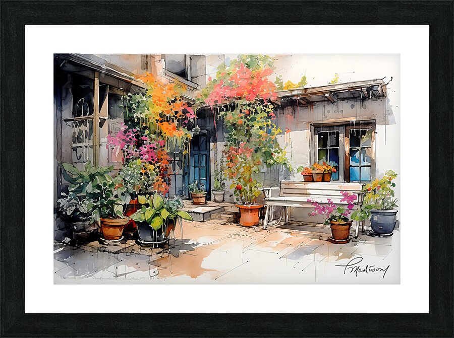 Courtyard Flowers Picture Frame print