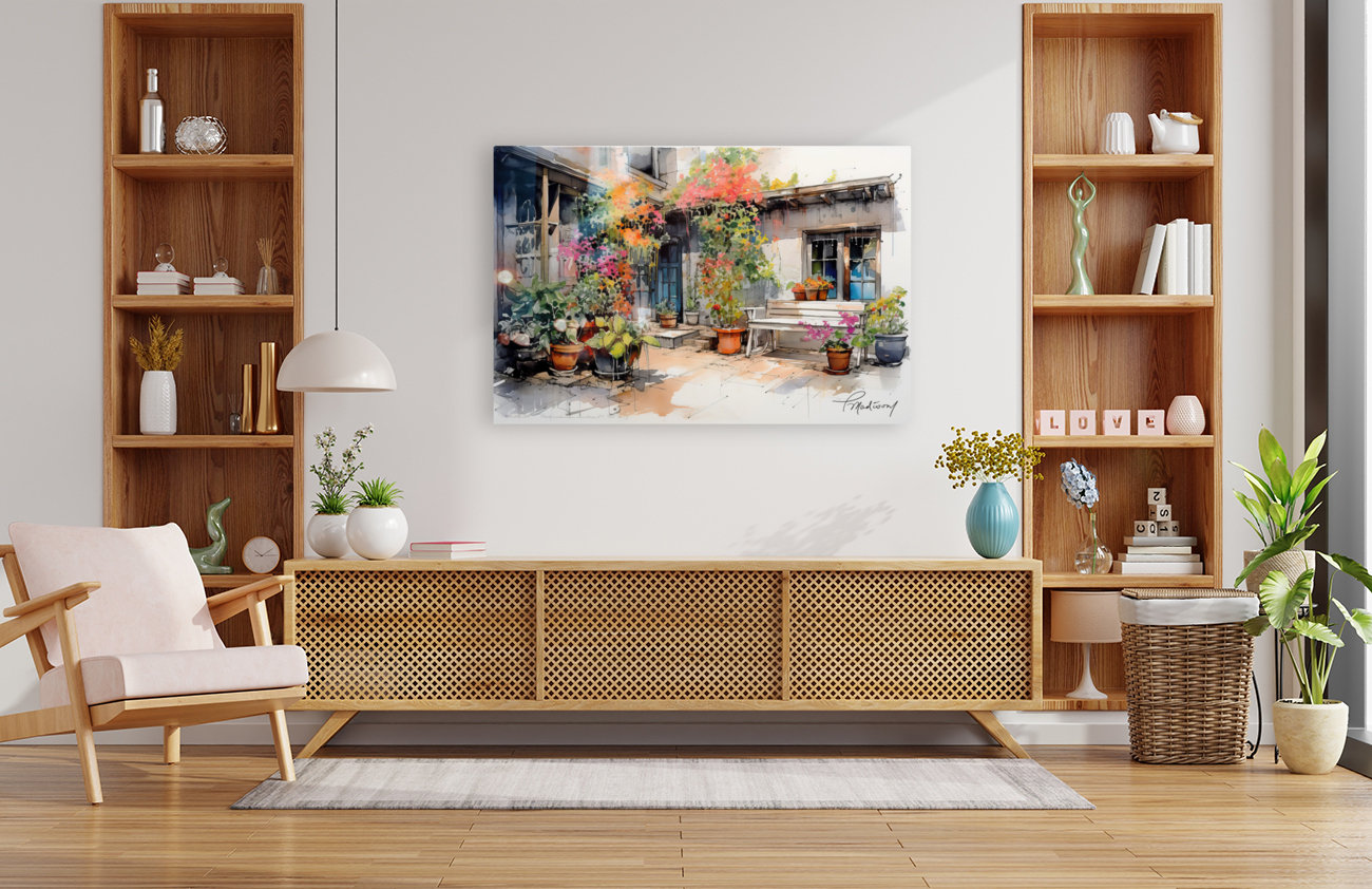 Courtyard Flowers Reproduction