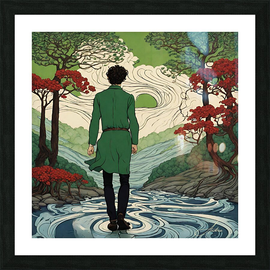 Man In the Swirling River Picture Frame print