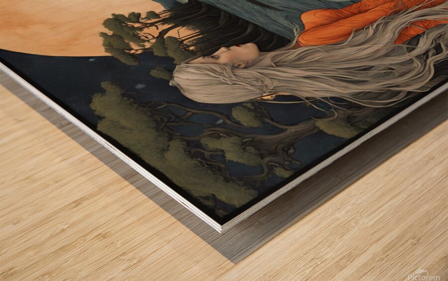 Whirling River Night Wood print